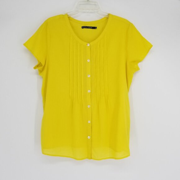 Gudrun Sjoden Tops - Gudrun Sjoden Short Sleeve Button Down Shirt w/ pintucks, Organic Cotton, L